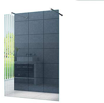 Freistehende 10 mm Duschabtrennung Düsseldorf 80 x 200 cm Klarglas/Walk-In Duschtrennwand Duschwand Dusche/Runde Haltestange