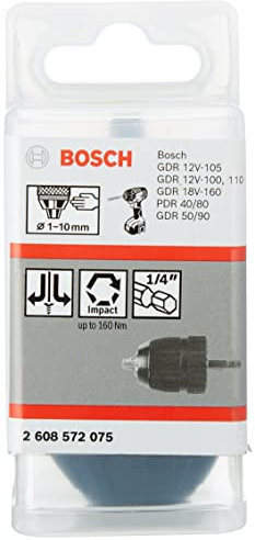 Bosch Accessories Professional Schnellspannbohrfutter (2 Hülsen, Spannbereich 1-10 mm, Aufnahme 1/4 - Außensechskantschaft, Rechts- und Linkslauf, Zubehör Akku Schrauber)
