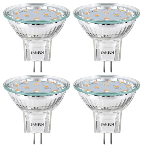 SANSUN MR11 GU4.0 Lampadine LED, 2W (Pari alle Alogene da 20W), G4/GU4/GZ4 Base Lampada LED, 200lm, 12V AC/DC, Luce Bianca Calda 3000 K, Lampadine LED (4 Pezzi)