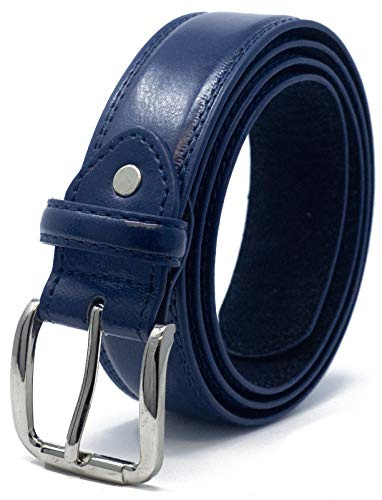 Ossi Mens Navy 30mm (1.25) Suit Trouser Stitched Leather Lined Belt Sizes 32 - 36