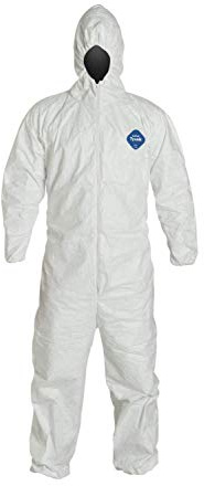 XL Tyvek Coverall W/Hood, Zipper, Elastic Wrist & Ankle (XL-10 Suits) TY127S WH - XL - 10