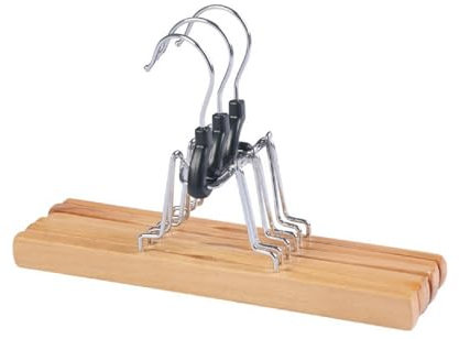 logei® 10 grucce in legno per pantaloni con inserto in feltro, lunghezza 25 cm