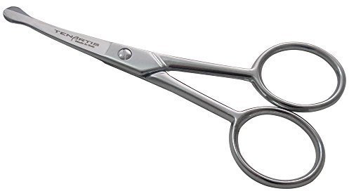Tenartis 136 Forbici Curve per Barba, Baffi, Peli Naso e Orecchie con Custodia in PVC - Made in Italy