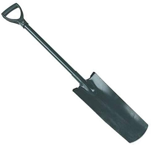 1150mm Length Drain Spade - Long Narrow Steel Blade, Treaded Head, Tubular Handle – Drains, Fencing, Trench, Post Holes - Loops