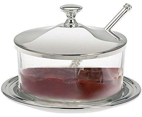 Parmesandose Jam Jar with Lid and Spoon Silver Plated Silver Plated in Premium Processing