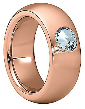 Heideman Damen Ring coma Schmuckring Fashionring rosegold vergoldet aus Edelstahl mit Stein weiß von