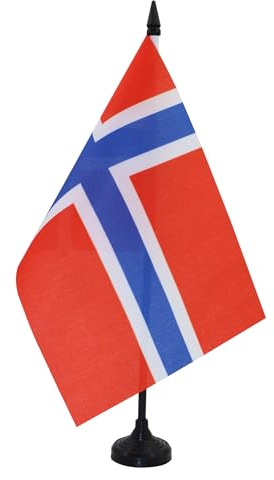 AZ FLAG Bordsflagga Norge 21x14 cm Bordsbanér Norsk 100D Polyester Plastfot