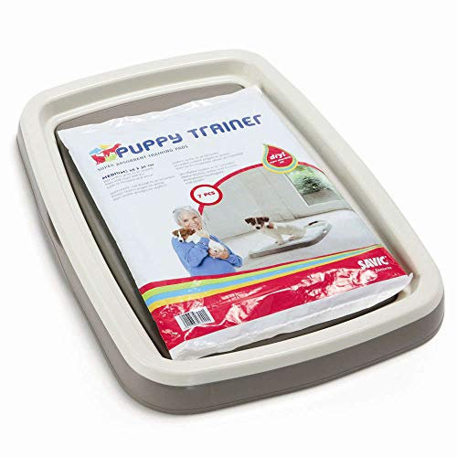 Savic Puppy Trainer Hundetoilette für Welpen, Starter-Set, Toilette mit 7 Pads, Größe M, 46,5 x 35 x 4 cm