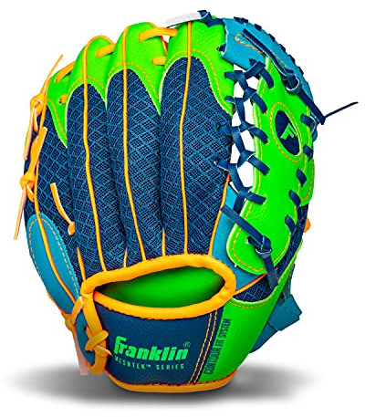 Franklin Sport Teeball Meshtek handskar, marinblå/lime/orange, höger handkastning, 24 cm