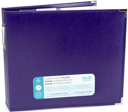 We R Memory Keepers 12x12 Photo Album - Faux Leather with 5 Page Protectors and Spine Label - Snag-Free D-Ring Scrapbooking Memory Album, Acid-Free, Grape Soda