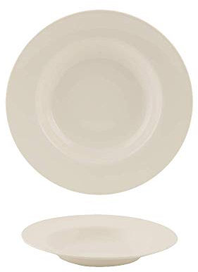 summa - Plato Hondo 23cm, 6 unidades, vajilla de porcelana color blanco marfil, alta resistencia, acabado esmaltado, Colección Valet