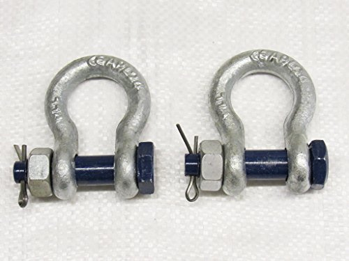 Safety Pin Bow Shackles X2-1 Ton Galvanised 11MM 1000KG Omega