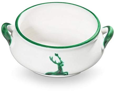 Gmundner Keramik 0324SASU13 - Cuenco sopero (0,37 litros), diseño de Ciervo, Color Verde y Blanco