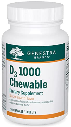 Genestra Brands D3 1000 Chewable | Vitamin D Supplement | 120 Chewable Tablets | Natural Blackcurrant Flavor