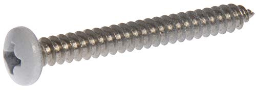 Hillman 44445 8 x 2-Inch White Pan Head Phillips Sheet Metal Screw, Stainless Steel, 15-Pack