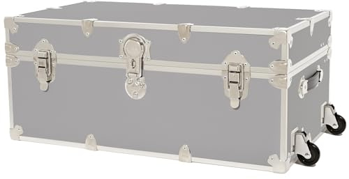 Rhino Trunk & Case Classic Camp & College Trunk with Wheels. 30x17x13, 1500+ lbs Capacity - Many Colors, Soft-Close Lid. Strong, USA Made Summer Camp Footlocker and Secure Dorm Storage Chest