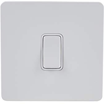 Schneider Electric Plaque plate sans vis ultime – Interrupteur simple à bascule 2 voies, unipolaire, 16AX, GU1412WPW, peint en blanc avec insert blanc