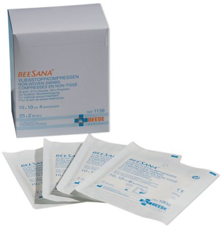 2 x 25 compresas estériles de tela no tejida, 4 capas, 30 g/m², Beese Medical (10 x 10 cm)