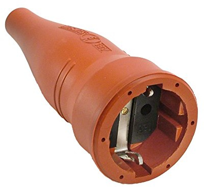 as - Schwabe Gummikupplung 230 V / 16 A – Schutzkontaktkupplung | Leitungen bis max. 1,5mm² - IP20 – Made in Germany – Rot, 60408