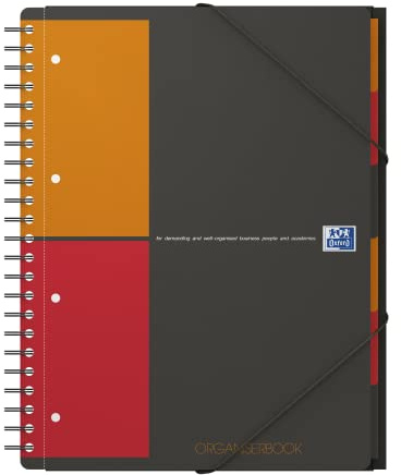 Oxford Organiserbook International A4, kariert, 160 Seiten, Gummizugmappe mit 6 festen Registern