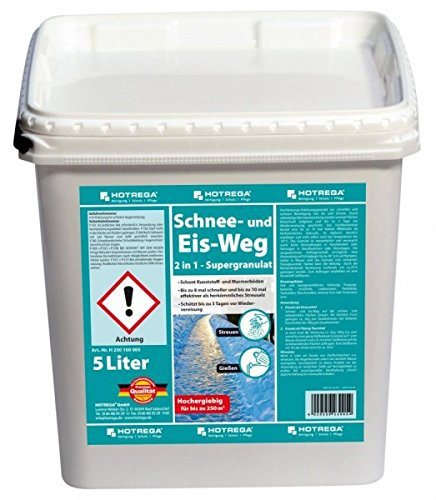HOTREGA Taugranulat Schnee- und Eis-Weg 5 Liter | Salzfreier Enteiser für Hof, Einfahrt & Rampe | Streumittel tiefenwirksam bis -50°C