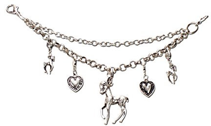 Charivari Trachtenkette Rehkitz-Bambi - Damen Metallkette mit Reh-Kitz Anhängern und Trachtenherzen,Trachtenschmuck für Trachtenbluse, Dirndlkette zum Oktoberfest Dirndl-Schmuck (antik-silber-farben)