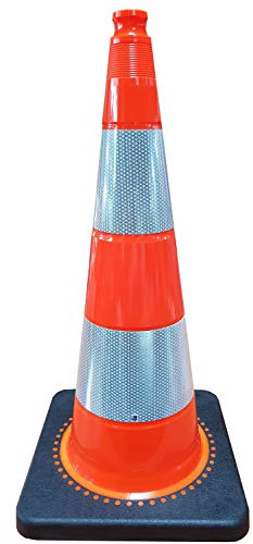 UVV-SHOP Verkehrsleitkegel, Leitkegel, 75 cm Orange 2 Reflexstreifen, Typ RA2/C-M reflektierender Kegel