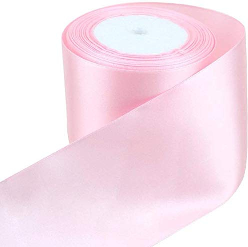Light Pink Satin Ribbon 50mm Wide 5 Meter for Gifts Wrap, Sew, Party, Favours, Decorations, Easter, Christmas, Events, Dress, Bows Wedding, DIY, Cars, Hair and Much More