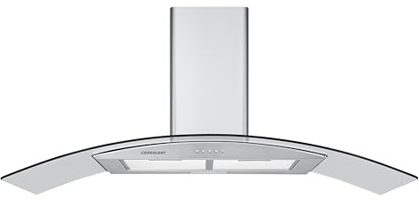 Cookology CGL100SS/A Energy A Rated Stainless Steel 100cm Curved Glass Chimney Cooker Hood | A+ Energy Rated - Kitchen Extractor Fan