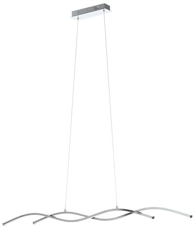 EGLO LED Pendellampe Lasana 2, 2 flammige Pendelleuchte | Hängeleuchte aus Alu, Stahl, Kunststoff, Farbe: Chrom, weiß, L: 120 cm