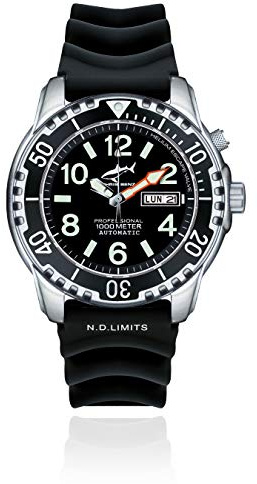 CHRIS BENZ DEEP 1000M Automatic Taucheruhr mit Schwarzem Kautschukband, Tintenfisch, Schwarz
