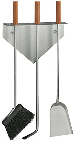 Kaminbesteck / Kamingarnitur Wandgarnitur Edelstahl Buche 3tlg. H 57cm