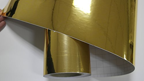 Könighaus (15,13€/m2) Chrome Gold Folie 100 x 152 cm blasenfrei mit Anleitung (Autofolie)