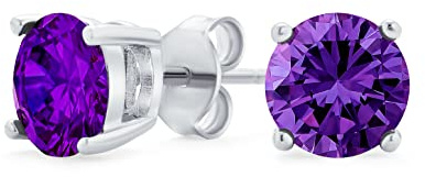 Orecchini A Lobo Con Zirconi Cubici Rotondi Taglio Brillante Solitario AAA CZ Per Donne In Argento Sterling Colori Del Mese Di Nascita 7MM