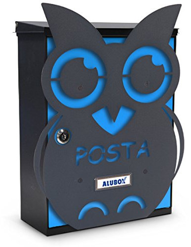 Alubox Gufo Cassetta Postale Mia con Sportello, Multicolore, Set di 2 Pezzi