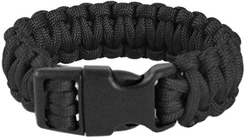 normani Survivalarmband aus geflochtener Paracord mit Clipverschluss 22mm Schwarz L