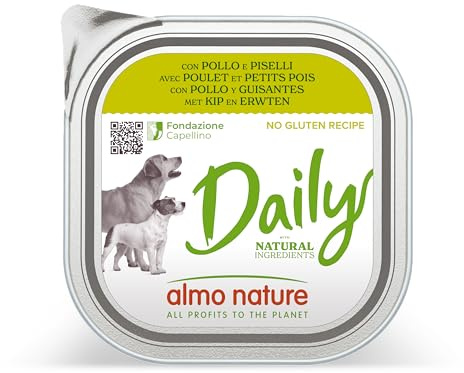 Almo Nature Daily Dog - Nourriture Humide pour Chiens avec Poulet et Petit Pois -Pâté pour Chiens Adultes: 9 barquettes de 300g