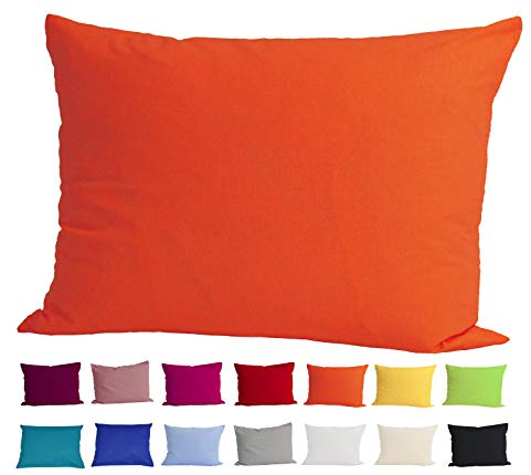 beties Basic Kissenbezug ca. 40x60 cm Kissenhülle 100% Baumwolle in vielen fröhlichen Uni-Farben (orange)