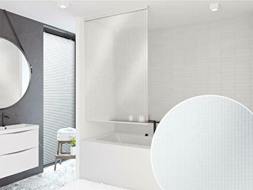 KS Handel 24 HALB-Kassetten DUSCHROLLO 80 cm BREIT 3D Optik MOSAIK TRANSPARENT DUSCHVORHANG 80x240 cm! Shower Rollo Curtain