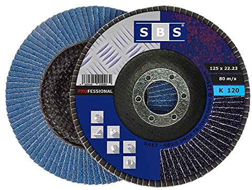 SBS Fächerscheiben | ø 125 mm | Korn 120 | 10 Stück | INOX Blau für Winkelschleifer Schleifmop