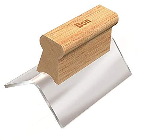 Bon Outside Corner Tool Plexiglass 1/4 Inch Blade with Wood Handle for Burn-Free and Rust-Proof Finishing on Stucco, Plaster, Mortar, or Drywall