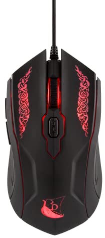 Konix Drakkar Souris gaming filaire Shaman pour PC - 6 boutons - Connexion USB - Rétroéclairage LED - Noir et rouge