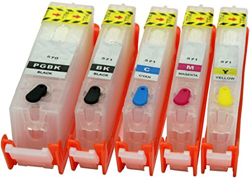 5 leere wiederbefüllbare Druckerpatronen mit Auto Reset Chip für Canon MG5750 MG6851 MG7750 ersatz für PGI-570 CLI-571