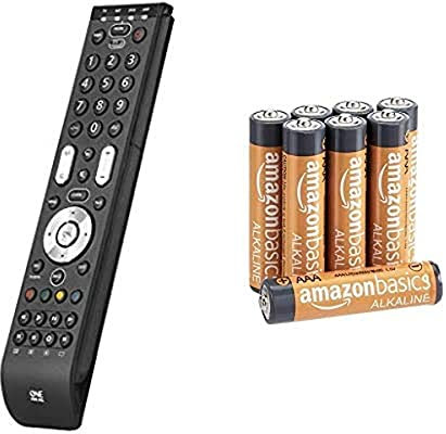 Télécommande Universelle One For All Essence 4 - Noire, URC 7140 & Amazon Basics Piles alcalines AAA 1,5 V pour Le Quotidien - Lot de 8