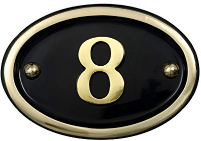 Solid Brass House Number Oval Design (No 8)