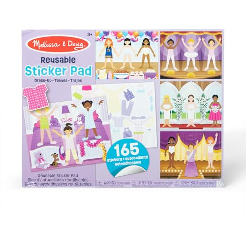 Melissa & Doug Libro Adesivi Attacca e Stacca - Album Stickers Riutilizzabili Vesiti, Moda, Travestimenti, Giochi Creativi da Viaggio, Regalo per Bambini e Bambine, 3+ Anni