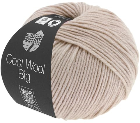 LANA GROSSA Cool Wool Big | Extrafeine Merinowolle waschmaschinenfest und filzfrei | Handstrickgarn aus 100% Schurwolle (Merino) | 50g Wolle zum Stricken & Häkeln | 120m Garn FB 945