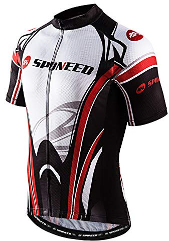 Bicycle Jersey for Men Cycling Wear Gym Quick Dry Outdoor Cycle Tops Road Biking Spin Shirt US M White Red