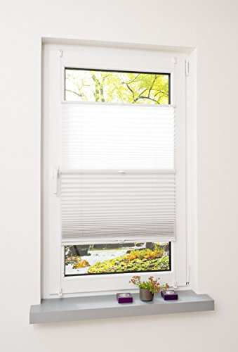 Liedeco® Plissee (Day and Night) verspannt mit Klemmträger / 60 x 130 cm weiß-weiß (Breite x Höhe) / lichtdurchlässig und lichtundurchlässig Blickdicht stufenlos verstellbar in einem Doppelplissee