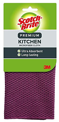 3M 90351 Premium Kitchen Cleaning Cloth, Microfiber, Assorted Colors